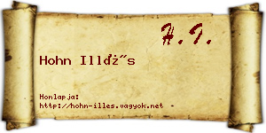Hohn Illés névjegykártya